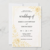 Pretty Gold and White Wedding Invitation 招待状 (正面)