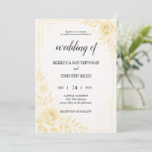 Pretty Gold and White Wedding Invitation 招待状 (スタンド正面)