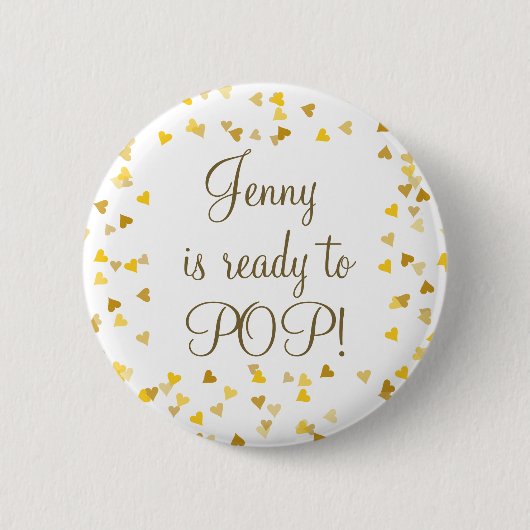 Pretty Gold Love Hearts 赤ちゃんの発表会 缶バッジ (正面)