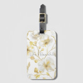 Pretty Gold White Flowers  ラゲッジタグ (正面縦)