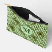 Pretty Green and Gold Irish Shamrocks Monogram アクセサリーポーチ (見開き)