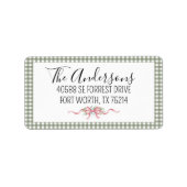 Pretty Green Gingham Christmas ラベル (正面)