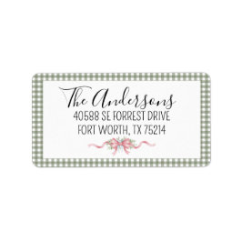 Pretty Green Gingham Christmas ラベル