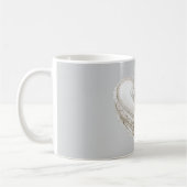 Pretty Grey Faux Lace White Heart コーヒーマグカップ (左)