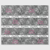 Pretty Grey Floral ラッピングペーパー (フラット)