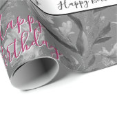 Pretty Grey Floral ラッピングペーパー (ロールコーナー)