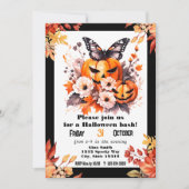 Pretty Halloween Floral Pumpkin Bash Party 招待状 (正面)