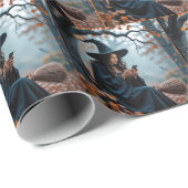 Pretty Halloween Witch Texting on a Cell Phone ラッピングペーパー (ロールコーナー)