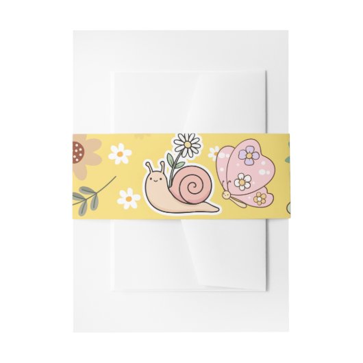 Pretty hand drawn botanical element mustard  招待状ベリーバンド (正面例)