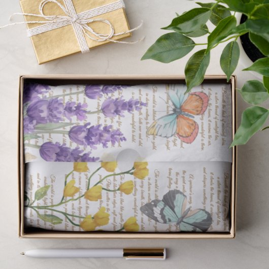 Pretty Handwritten letters Botanical White 薄葉紙 (ギフト)