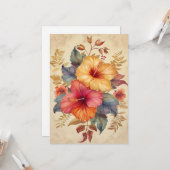 Pretty Hibiscus Watercolor Illustration Flat カード (正面/裏面インサイチュ)