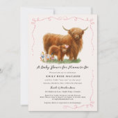 Pretty Highland Cow Baby Shower 招待状 (正面)