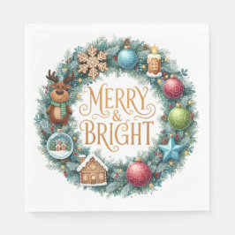 PRETTY HOLIDAY CHRISTMAS NEW YEAR WREATHS スタンダードランチョンナプキン