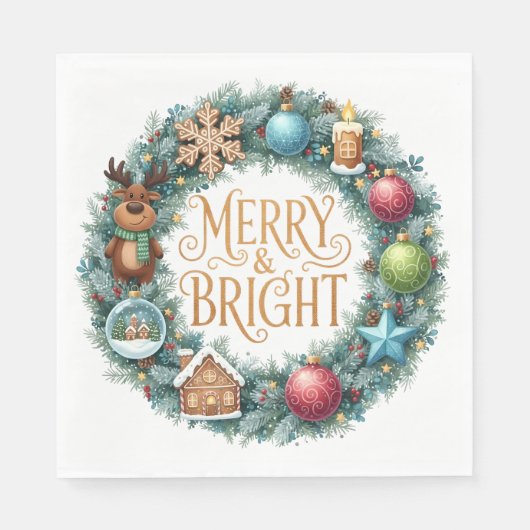 PRETTY HOLIDAY CHRISTMAS NEW YEAR WREATHS スタンダードランチョンナプキン (正面)