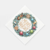 PRETTY HOLIDAY CHRISTMAS NEW YEAR WREATHS スタンダードランチョンナプキン (角)