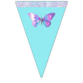 Pretty Holographic Butterfly Bunting Banner Aqua バンティングフラッグ (第3の旗)