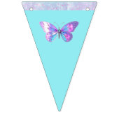 Pretty Holographic Butterfly Bunting Banner Aqua バンティングフラッグ (第1の旗)