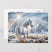 Pretty Horse and Snow Christmas シーズンポストカード (正面/裏面)