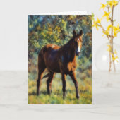 Pretty Horse in Pasture Peaceful Art Card カード (黄色い花)