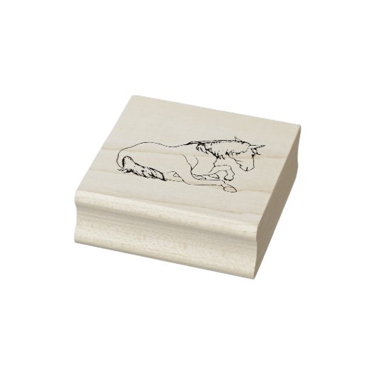 Pretty HORSE Lying Down, Line Drawing ラバースタンプ (スタンプ)
