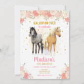 Pretty Horses and Flowers バースデー招待状 招待状 (正面)