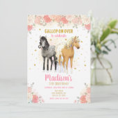 Pretty Horses and Flowers バースデー招待状 招待状 (スタンド正面)