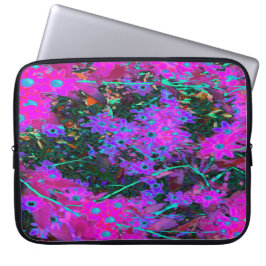 Pretty Hot Pink, Magenta, Aqua Blueの花 ラップトップスリーブ