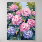 Pretty Hydrangea Blooms | Floral Watercolor ポスター (正面)