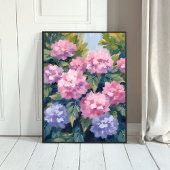 Pretty Hydrangea Blooms | Floral Watercolor ポスター