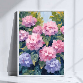 Pretty Hydrangea Blooms | Floral Watercolor ポスター