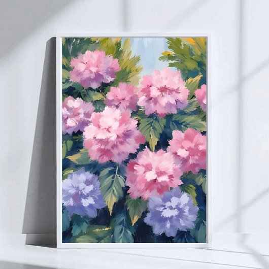 Pretty Hydrangea Blooms | Floral Watercolor ポスター