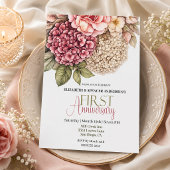 Pretty Hydrangea Rose 1st Anniversary 招待状