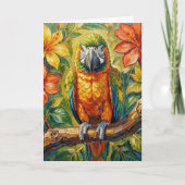 Pretty Impasto Colorful Parrot Thinking About You カード (正面)