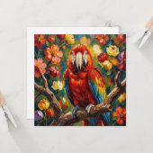 Pretty Impasto Macaw Parrot | Blank カード (正面/裏面インサイチュ)