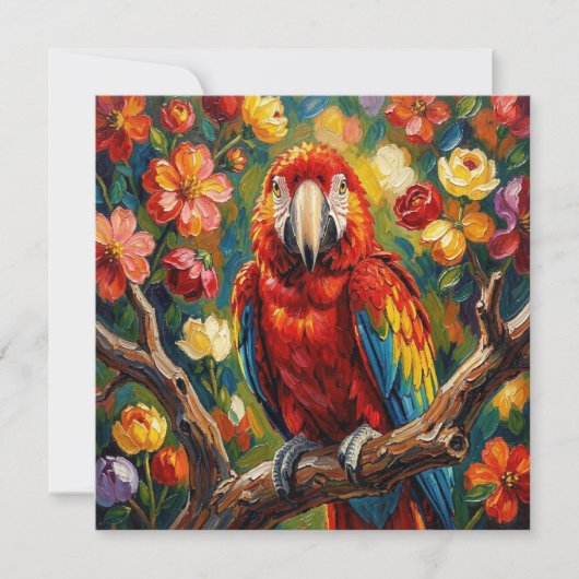 Pretty Impasto Macaw Parrot | Blank カード (正面)