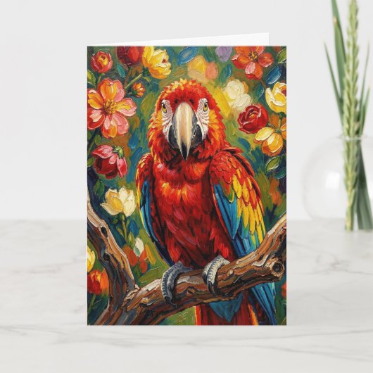 Pretty Impasto Macaw Parrot | Blank カード (正面)