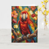 Pretty Impasto Macaw Parrot | Blank カード (黄色い花)