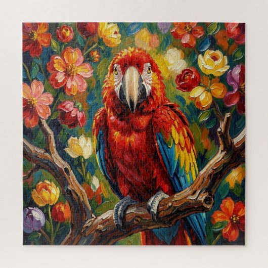 Pretty Impasto Macaw Parrot | Blank ジグソーパズル (縦)