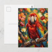Pretty Impasto Macaw Parrot | Keeping in Touch ポストカード (正面/裏面)