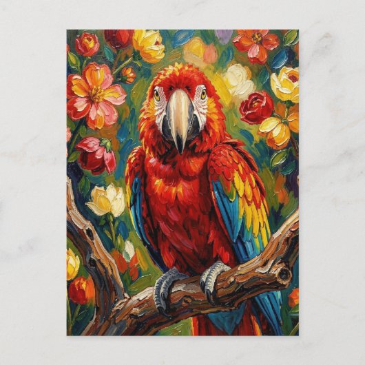 Pretty Impasto Macaw Parrot | Keeping in Touch ポストカード (正面)