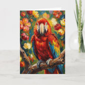 Pretty Impasto Macaw Parrot | Thinking About You カード (正面)