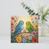 Pretty Impasto Parakeets | Blank カード (スタンド正面)