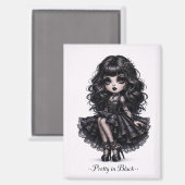 Pretty in Black Gothic Girl Magnet Dark Aesthetic マグネット (正面/裏面)