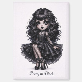 Pretty in Black Gothic Girl Magnet Dark Aesthetic マグネット