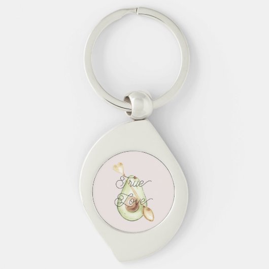 Pretty in Blush Pink Avocado Heart Spoon キーホルダー (正面)