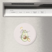 Pretty in Blush Pink Avocado Heart Spoon マグネット (インサイチュ (食洗機))