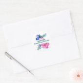 Pretty in Pinkとブルーの花のオーダーメイド ラウンドシール (封筒)