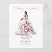 Pretty in Pink ウェディングシャワーの招待状 ポストカード (正面)
