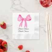 Pretty in Pink ピンクの弓の結婚式前お披露目招待状 縁ありカクテルナプキン (インサイチュ)