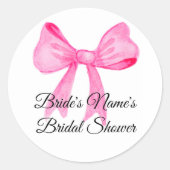 Pretty in Pink ピンクの弓 ブライダルシャワーの招待状 ラウンドシール (正面)